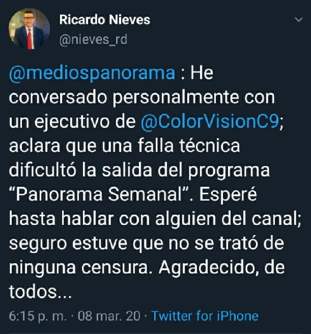 Es falso que Color Visión haya bloqueado programa en el que se analizaría a Margarita Cedeño