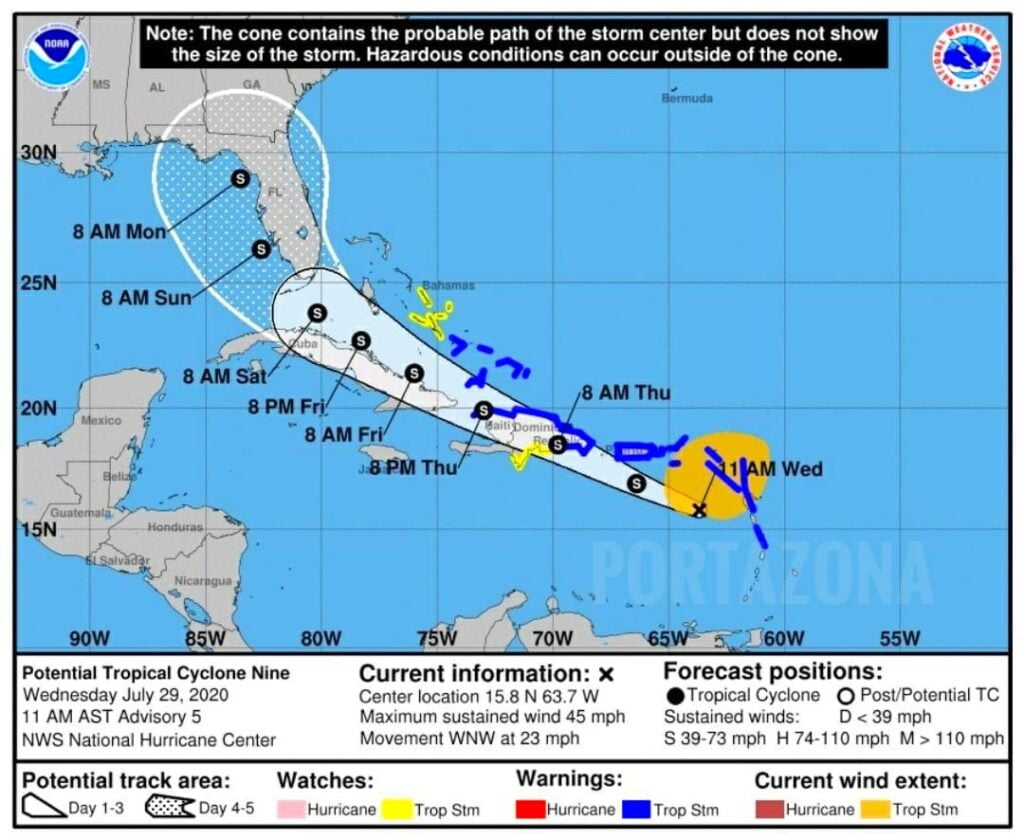 Alerta de tormenta tropical Isaías entraría a República Dominicana la mañana del jueves