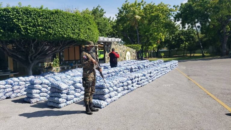 Miembros del Ejército Custodian Decomiso de Ajo